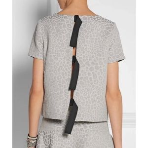 Tibi Gray Rime Leopard Jacquard Top size 2